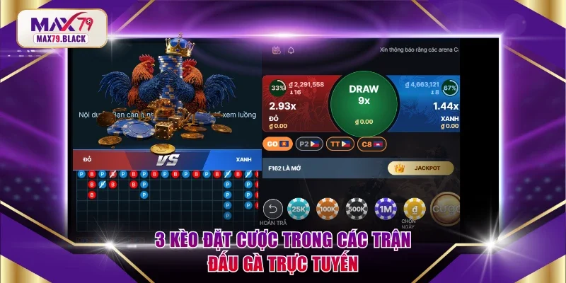 3 kèo đặt cược trong các trận đấu gà trực tuyến