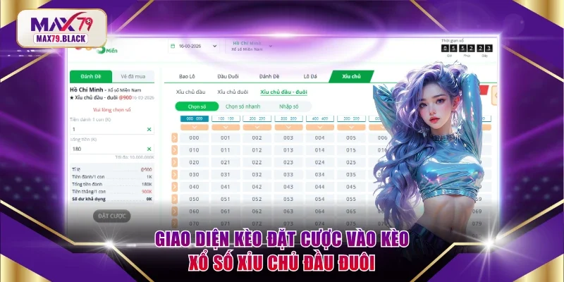 Giao diện kèo đặt cược vào xỉu chủ đầu đuôi